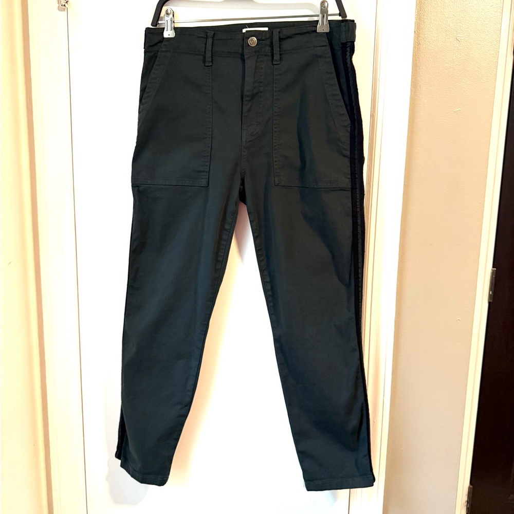 Pistola Blackened Green Velvet Striped Denim Ankle Pants